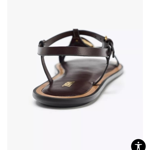 Zara FIRE! NWT! Sandals with Metal Applique in Brown. Sz 8. R2S! - Picture 3 of 14